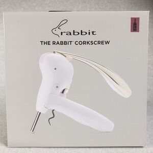 Rabbit White Lever Corkscrew Integrated Foil Cutter Wine Bottle‎ Opener NIB